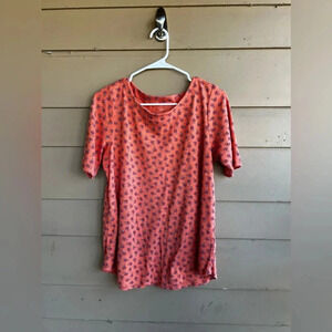 J.Jill Floral Short Sleeve Top - Size Medium - Modest Casual Summer Pima Cotton